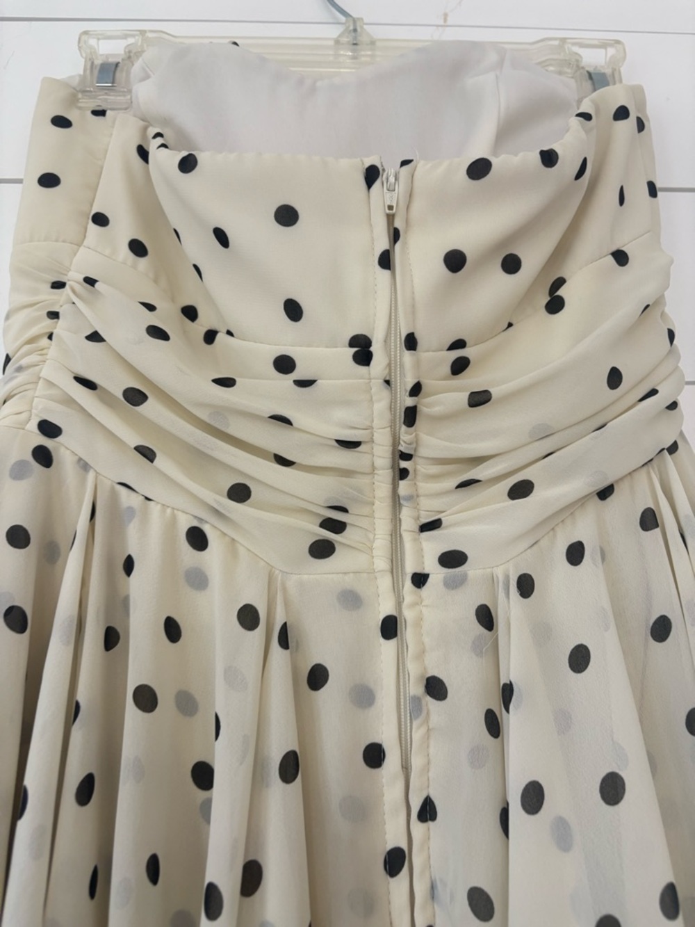 B Darlin Polka Dot Strapless Hi Low Dress Padded Size 9/10 Cream - Picture 6 of 12